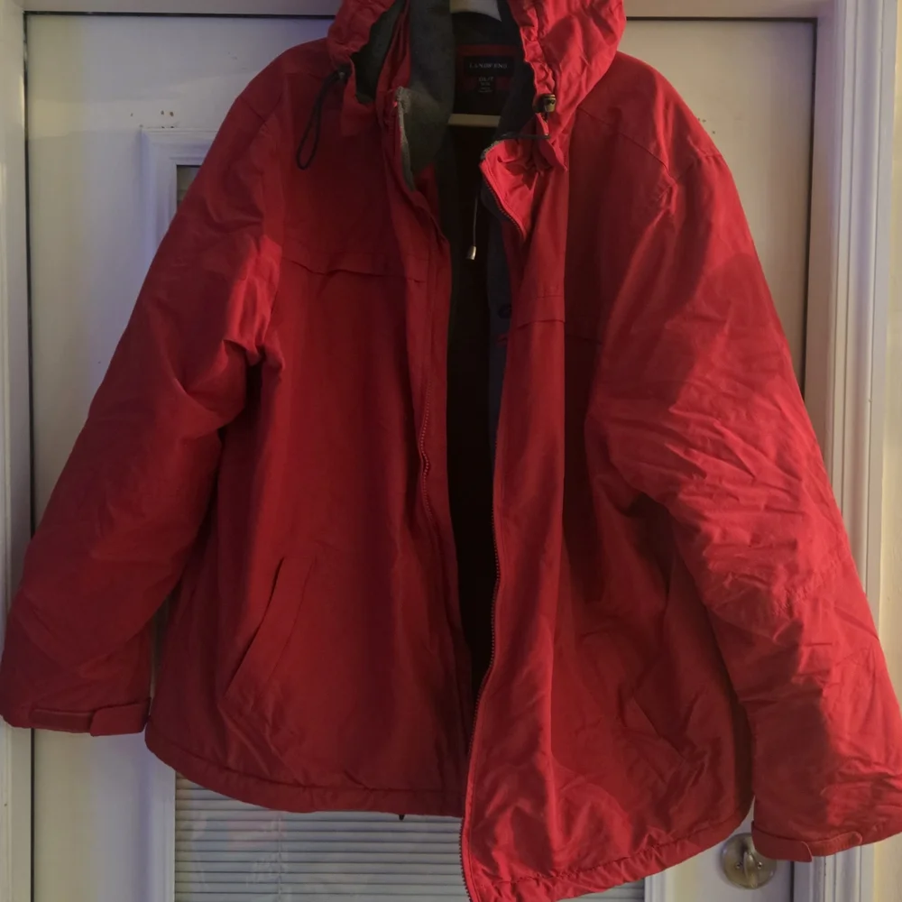Lands' End Mens Red Thermacheck Jacket Size XXL